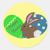 Osterhase Blaue Ostereier Runder Aufkleber (Vorderseite)