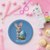 Osterhase blauer Schleife -  Pappteller (Party)