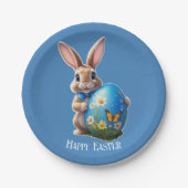 Osterhase blauer Schleife -  Pappteller (Vorderseite)