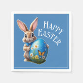 Osterhase blauer Schleife -  Serviette (Vorderseite)