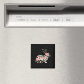 Osterhase Blühende Frühlingskaninchen Niedlich Bun Magnet (In Situ (Geschirrspüler))