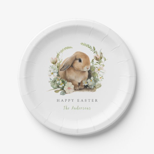 Osterhase-Blumen-Papierplatten Pappteller (Vorderseite)