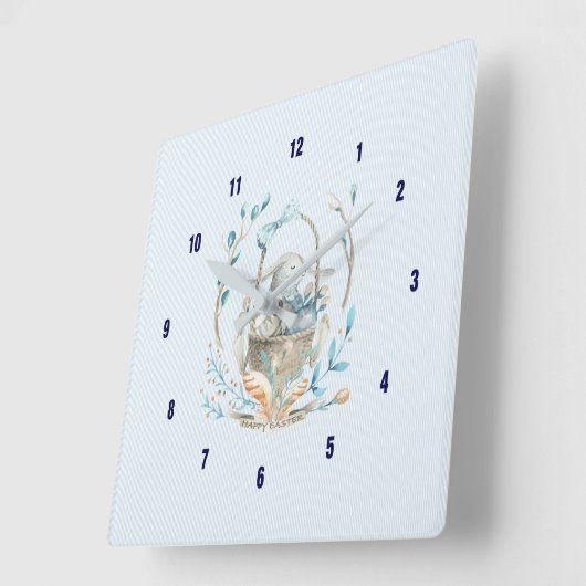 Osterhase Bokeh Blume & Feathers Quadratische Wanduhr (Winkel)