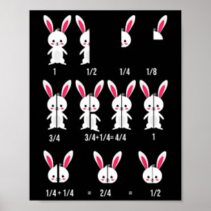 Osterhase Brüche Spaß - Mathematik Lern Design Poster