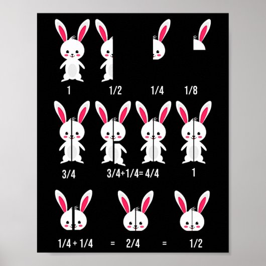 Osterhase Brüche Spaß - Mathematik Lern Design  Poster (Vorne)