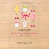 Osterhase Brunch Egg Hunt Cherry Coquette Bow Acryleinladungen (Vorderseite)