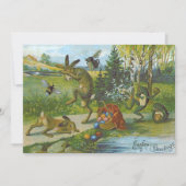 Osterhase Bunny Basket farbig Eier Frosch Einladung (Vorderseite)