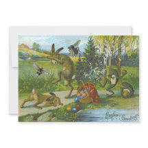 Osterhase Bunny Basket farbig Eier Frosch