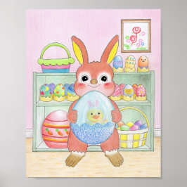Osterhase Bunte Eier Süße Kinder Poster
