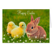 Osterhase & Chicks mit Blume (Vorderseite (Horizontal))