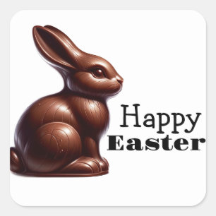 Osterhase Chocolate Kaninchen Quadratischer Aufkleber