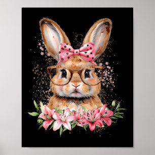 Osterhase Coquette Schleife Blumen Ostertag Hase  Poster