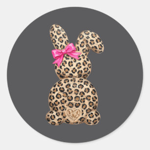 Osterhase Coquette Schleife Leopard Runder Aufkleber