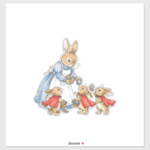 Osterhase Cottagecore Vintage Hase Frauen Mädchen Aufkleber