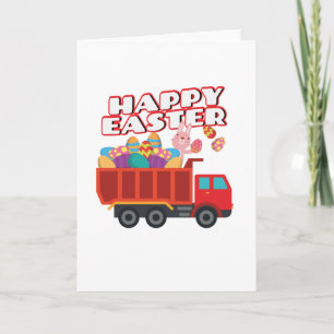 Osterhase, der LKW-Ostereier für Jungen liefert Feiertagskarte