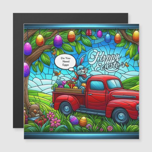 Osterhase, die seinen magischen Staub berühren. Magnetkarte (Vorne/Hinten)