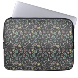 Osterhase-Doodle-Muster auf Schultafel Laptopschutzhülle