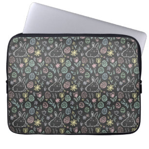 Osterhase-Doodle-Muster auf Schultafel Laptopschutzhülle