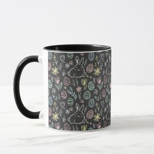 Osterhase-Doodle-Muster auf Schultafel Tasse (Links)