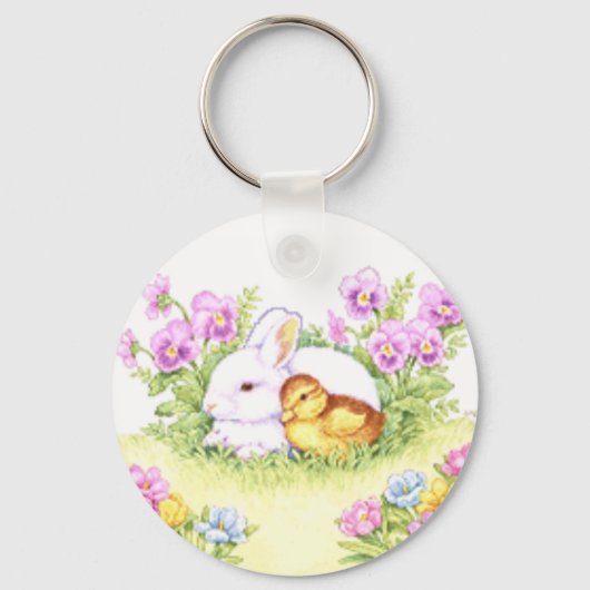 Osterhase, Duckings und Blume Schlüsselanhänger (Vorderseite)