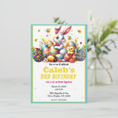 Osterhase & Eggen Geburtstagsparty Einladung (Stehend Vorderseite)