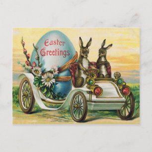Osterhase Ei Auto Gänseblümchen Feiertagspostkarte