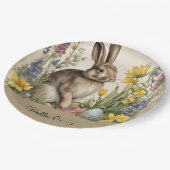 Osterhase Ei Floral Pappteller (Schrägansicht)