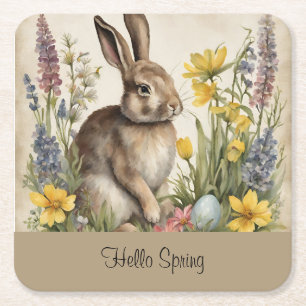 Osterhase Ei Floral Rechteckiger Pappuntersetzer