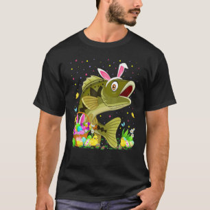 Osterhase Ei Jagd Gestreifter Bass Fisch Ostern  T-Shirt