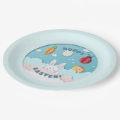 Osterhase, Ei, Karotten & Ladybug Ausschnitt Papie Pappteller (Schrägansicht)