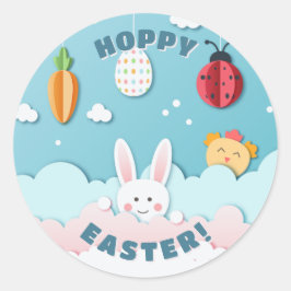 Osterhase, Ei, Karotten & Ladybug Ausschnitt Papie Runder Aufkleber