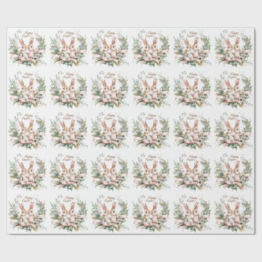 Osterhase, Ei und Kranz Geschenkpapier (Flach)