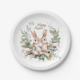 Osterhase, Ei und Kranz Pappteller