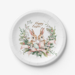 Osterhase, Ei und Kranz Pappteller