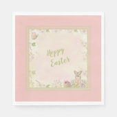 Osterhase, Eier und Blume Osterfest Serviette (Vorderseite)