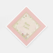 Osterhase, Eier und Blume Osterfest Serviette (Ecke)