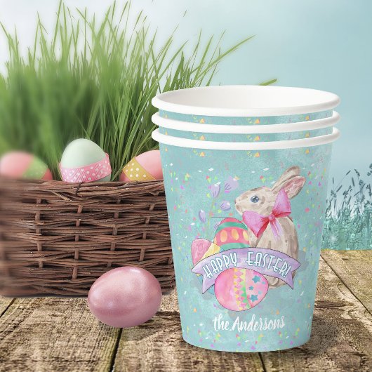 Osterhase, Eier und Confetti ID377 Pappbecher
