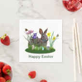 Osterhase, Eier und Frühlingsblumen Serviette (Beispiel)