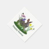 Osterhase, Eier und Frühlingsblumen Serviette (Ecke)