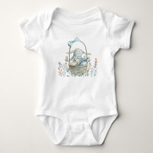 Osterhase, Eier und Korb Baby Strampler (Vorderseite)
