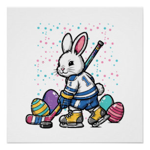Osterhase Eishockey Spieler Eier Hase Jungen Ki Poster