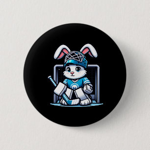 Osterhase Eishockey Torwart Männer Jungen Kinder K Button