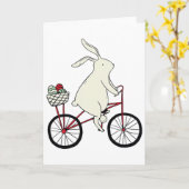 Osterhase fährt Fahrrad Karte (Gelbe Blume)