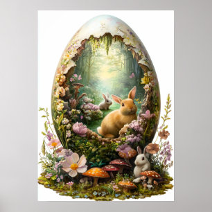Osterhase Fantasy Forest Egster Poster