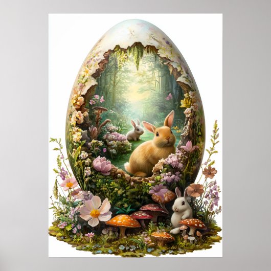 Osterhase Fantasy Forest Egster Poster (Vorne)