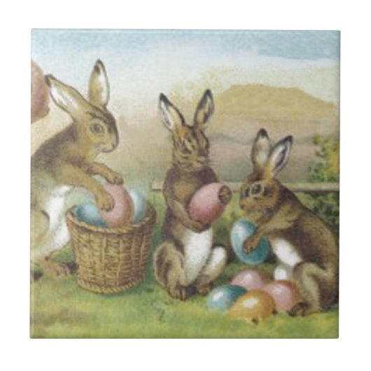Osterhase Farbige Bemalte Ei Feld Fliese (Vorderseite)