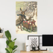 Osterhase Farbige Bemalte Eierschlitten Schnee Poster (Heimbüro)