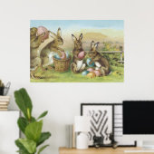 Osterhase Farbige Gemalte Ei Feld Poster (Heimbüro)