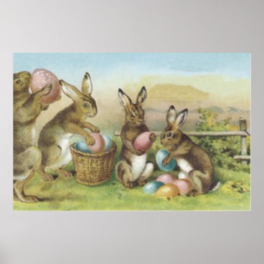 Osterhase Farbige Gemalte Ei Feld Poster (Vorne)