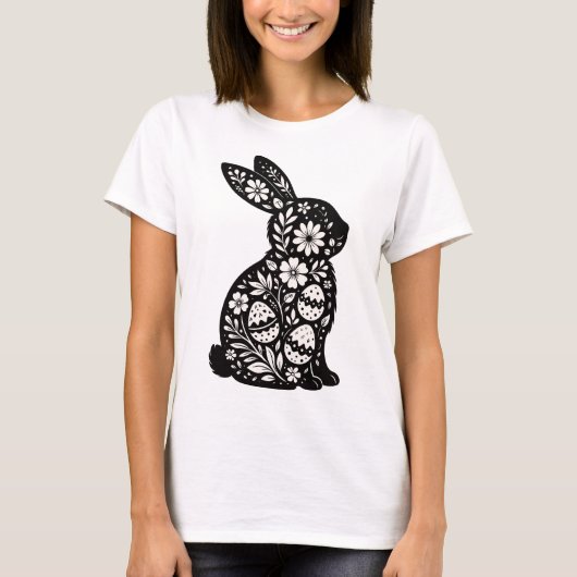 Osterhase Florale Silhouette T-Shirt (Vorderseite)